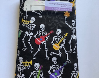 Any iphone/any Samsung Galaxy/HGT or any other cell phone device case wallet pouch,Cell phone cover sleeve pocket case pouch - Skull Guitar