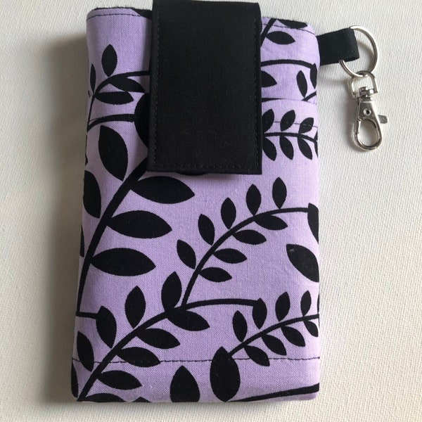 cubierta de la manga del teléfono celular para todos los iPhone de Apple, HTC, Samsung Galaxy, LG, Moto o cualquier funda de teléfono inteligente funda bolsa-Purple Black Leaf