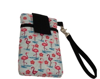 Samsung Galaxy 24/23/22 ultra,iPhone 15/14/13 pro max plus WRISTLET bag sleeve purse-flamingo