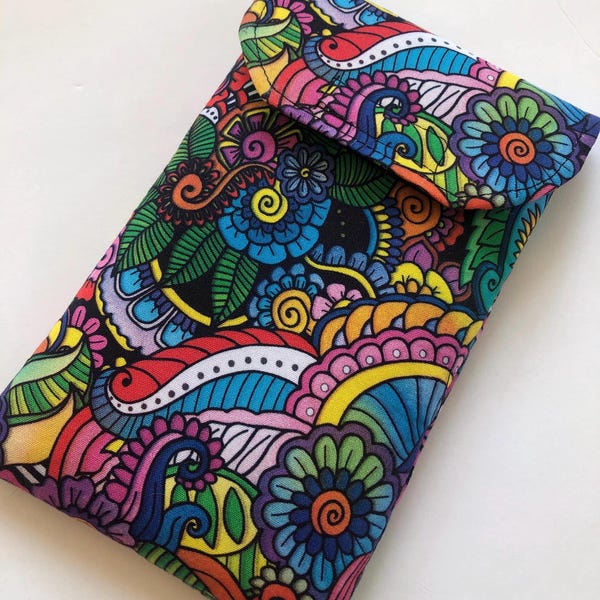 Pochette pour téléphone portable avec fermeture à rabat : coupe universelle, pochette en tissu faite main pour tous les iphone, samsung galaxy, pixel google - plus de choix de tissus