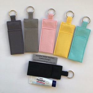 Choose Color - Lip Balm/Aquaphor case Key chain, Chapstick Holder,eos,Aquaphor cozy key fob keychain,lipstick case cozy-Solid Color