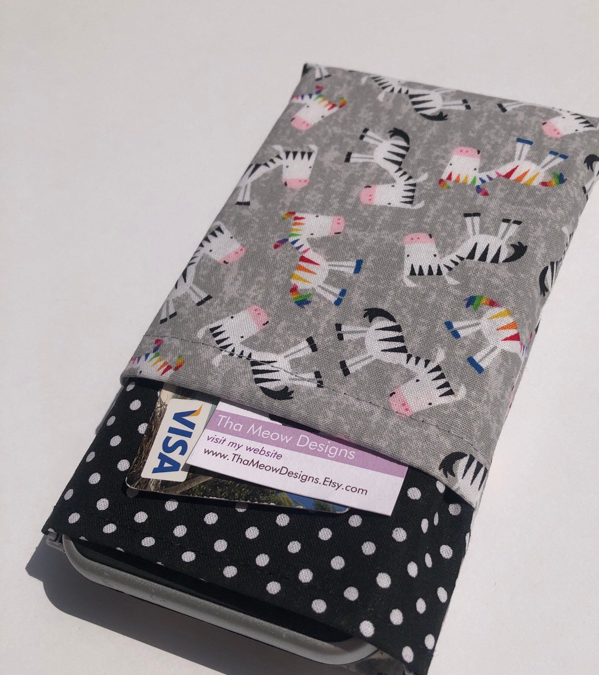 Zebra Print Handyhülle, Brieftasche: Handgemachte Tasche