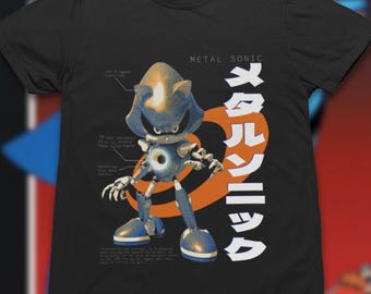 Metal Sonic Unisex Graphic T-shirt, Retro Sega Gamer Shirt, 90s Sonic The Hedgehog, Y2K