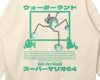 Super Mario 64 Sweatshirt: Wet-Dry World Oversized Drop Shoulder Crewneck