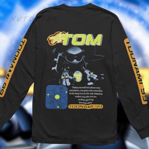 Camiseta de manga larga Toonami Tom de Cartoon Network, unisex, con gráficos vintage, estilo anime retro, regalo para niños de los 90, cultura pop.