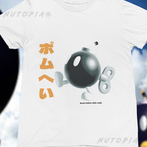 Super Mario 64 Shirt: Bob-Omb Japanese Text Retro Gamer Tee