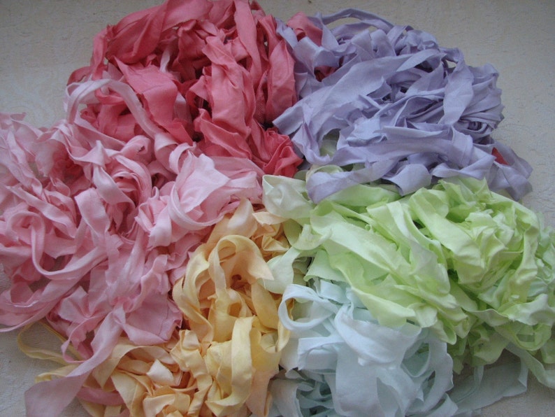 Naturally Dyed Silk Ribbons Streamer Stick image 4
