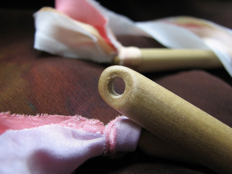 Naturally Dyed Silk Ribbons Streamer Stick image 2