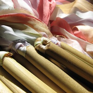 Naturally Dyed Silk Ribbons Streamer Stick image 1