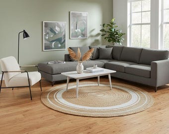 Handwoven Round Jute Rug: Eco-Friendly Boho Farmhouse Decor