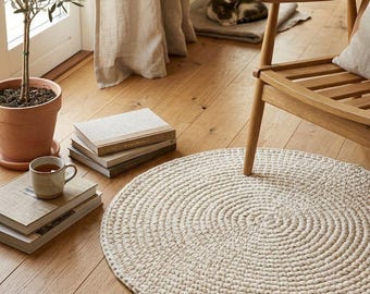 Handmade Crochet Round | Boho Floor Decor | Nursery & Bedroom Crochet