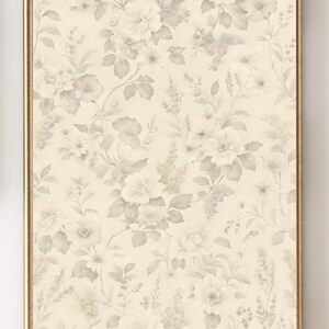 Estampado floral vintage: póster texturizado en papel de acuarela / Arte mural antiguo y femenino