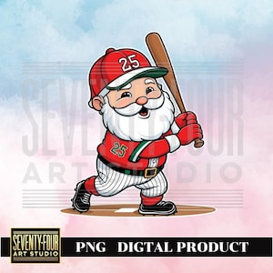 Santa Claus Baseball Player Christmas PNG Clipart – Fun Holiday Sports Design