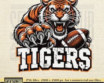Fierce Tiger Football PNG Clipart – Powerful Mascot Design for Team Spirit and Sports Fans