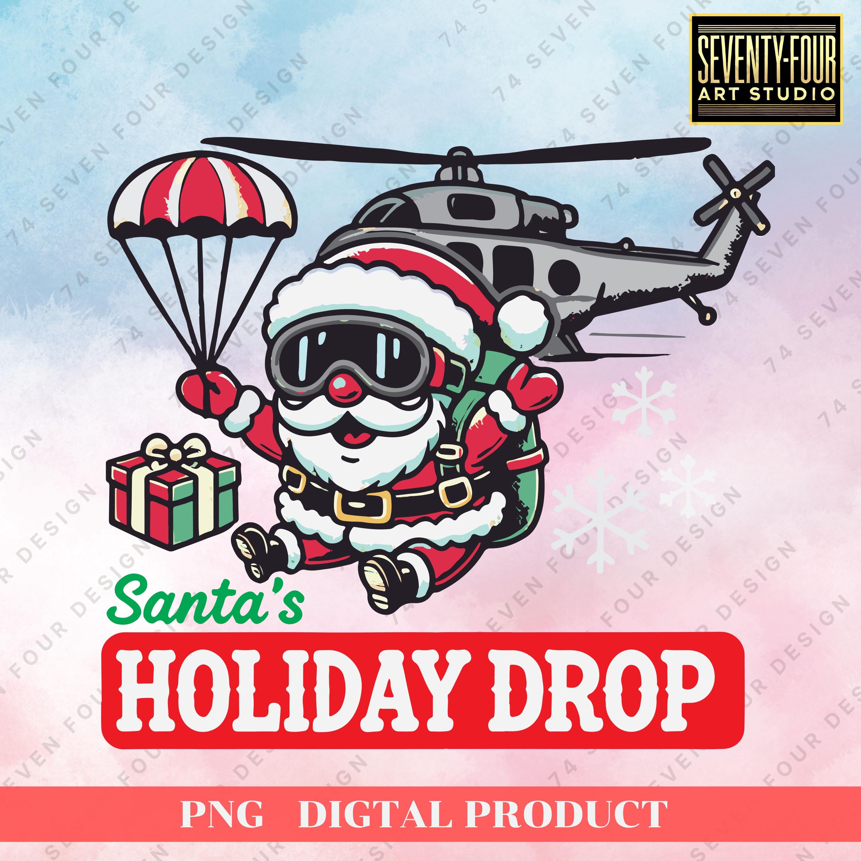 Santa Parachute Drop PNG - Vintage Christmas Clipart for Holiday Decor ...