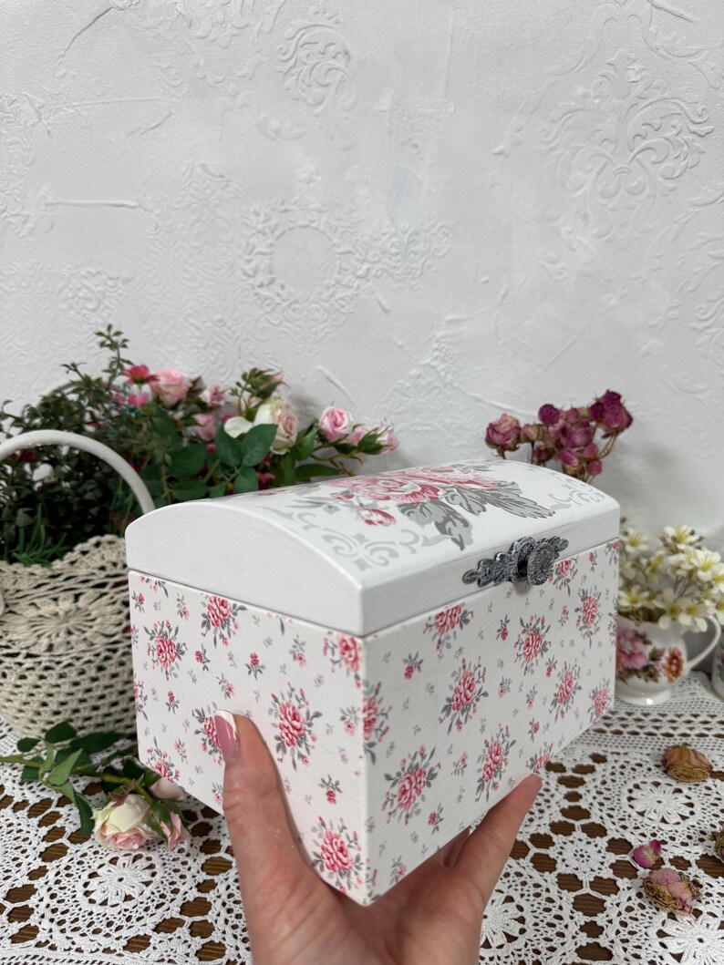 Shabby Chic Keepsake Box, Large Wooden Keepsake Box With Roses ...