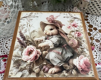 Wooden Jewelry Box with Bunny Design,  Organizer for Trinkets and Accessories, Shabby Chic Storage Chest, Gift for Mom or Girlfriend
