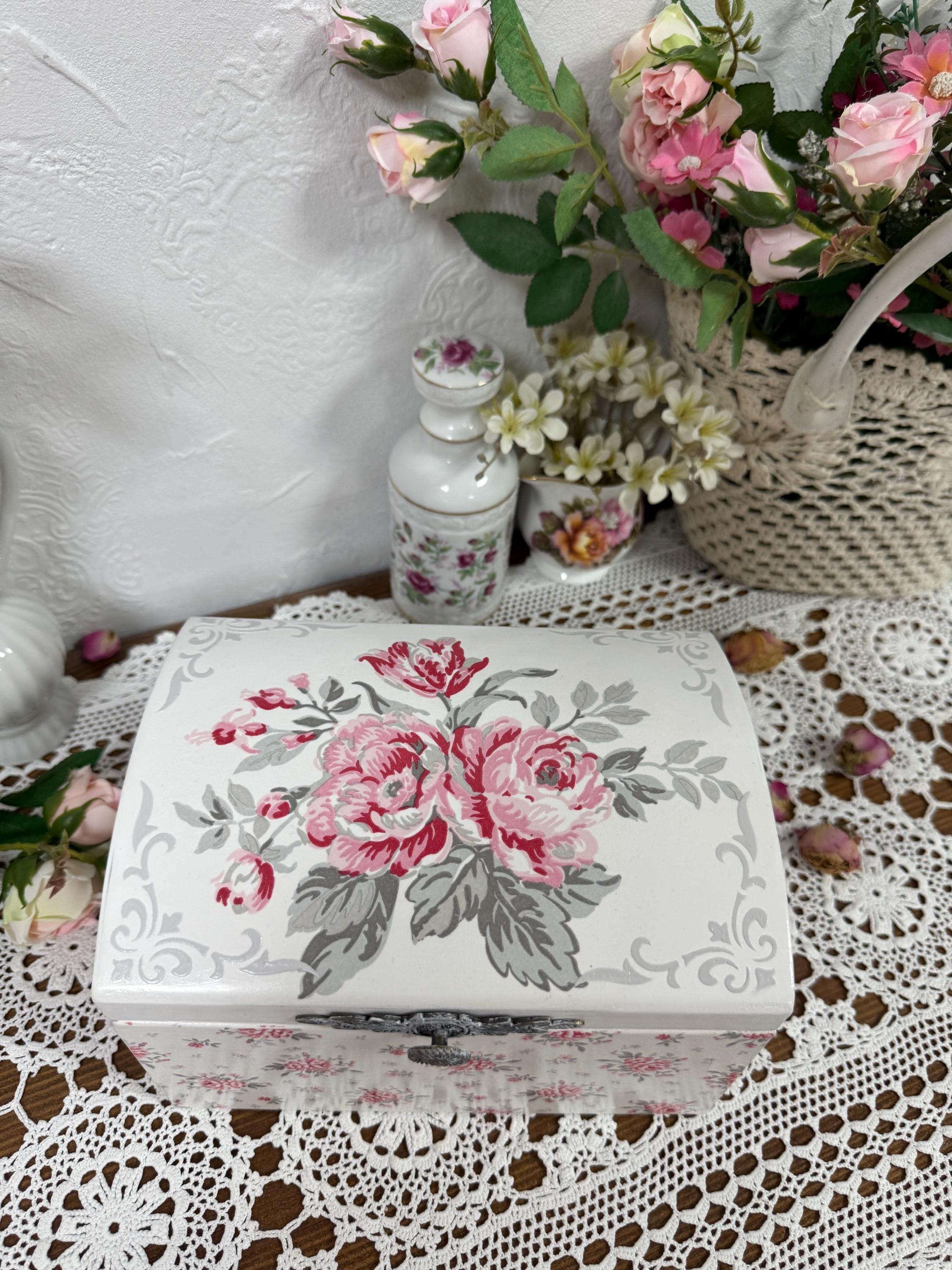 Shabby Chic Keepsake Box, Large Wooden Keepsake Box With Roses ...