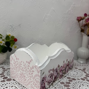 Wooden Storage Basket for Sweets, Bread, Cookies & Fruits, Hand-Painted Peony Design Kitchen Storage Box, Handmade Decorative Bread Box