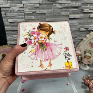 Shabby Chic Pink Jewelry Box, Hand-Painted Tabletop Storage Organizer for Home Decor, Soft Vintage Style Keepsake Box for Trinkets & More