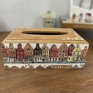Porta tovaglioli con design a forma di case, porta tovaglioli color legno rustico per l'organizzazione del tavolo da pranzo, regalo perfetto per l'inaugurazione della casa