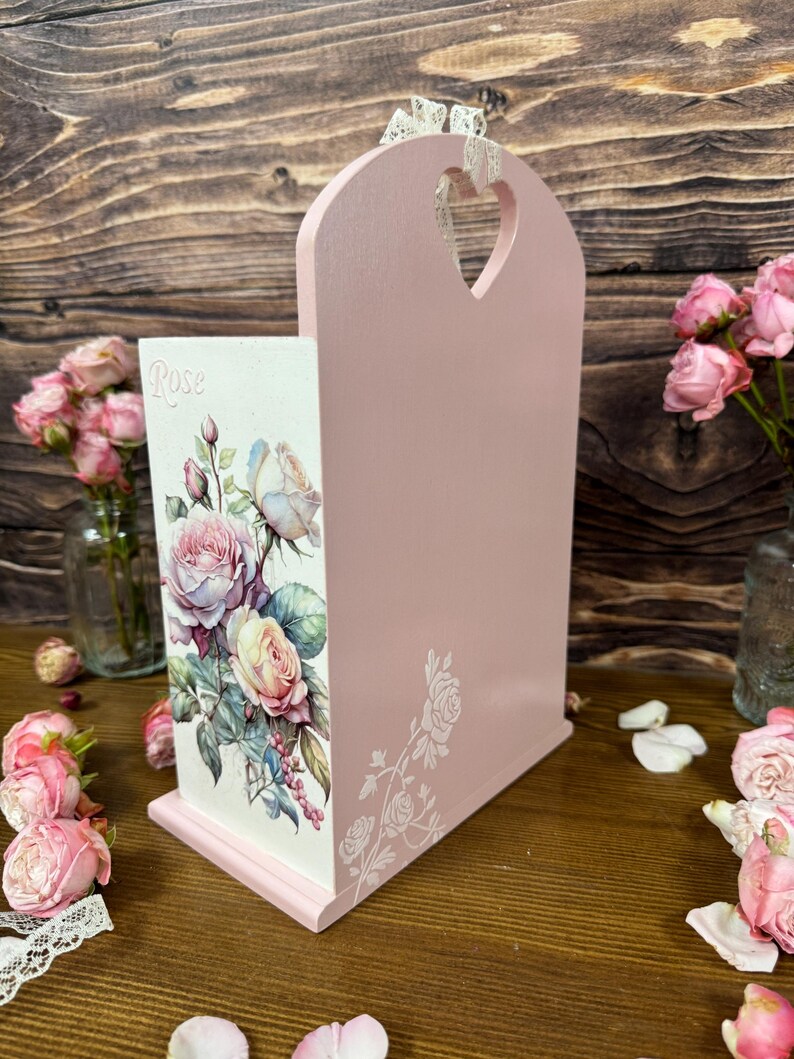 shabby chic pink rose jewelry cabinet handmade wooden dresser vintage style storage for cosmetics trinkets craft supplies