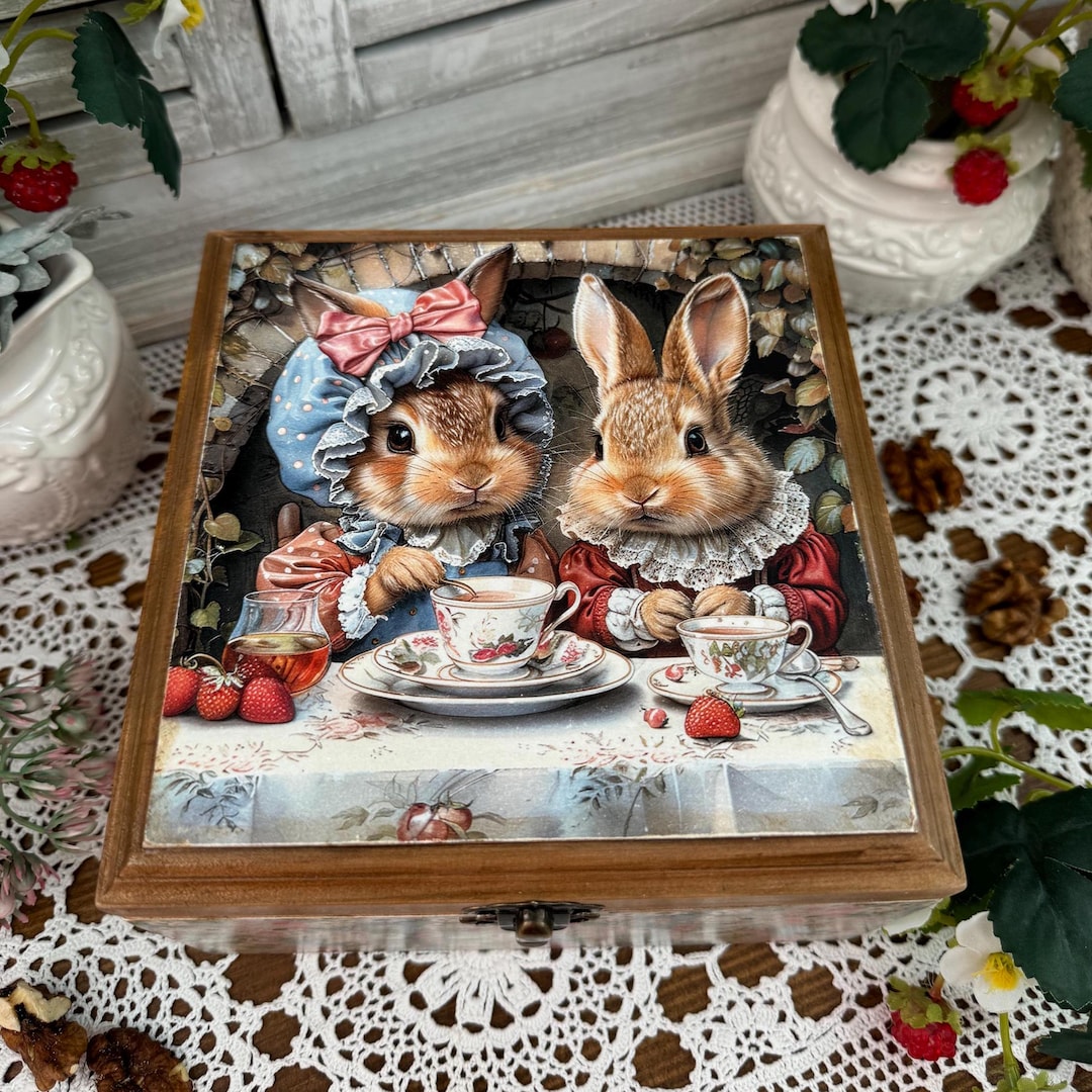Cute Rabbit Storage Box for Tea Bags, Adorable Handcrafted Tea ...