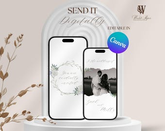 Animated Floral Wedding Invitation: Editable Canva Template (Digital Download)