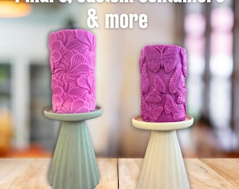 Floral Embossed Pillar Candle: Handmade Botanical Decor