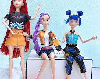 K*op 3D Action Figure/Barbie Doll Set,Movable Joints Model Toy,Collectible Figurine for Kids Birthday Gift &Home Office Décor,R*mi,Z*ey,M*ra