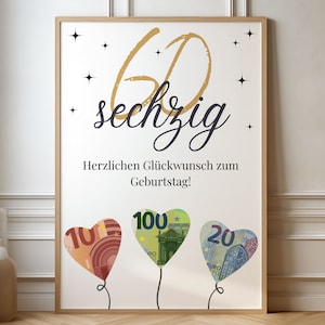 Geldcadeau verjaardag - verjaardagscadeau geld - cadeau-idee voor je 60e verjaardag - gefeliciteerd met je 60e verjaardag - foto 1964 - A4