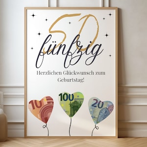 Geldgeschenk Geburtstag - Geburtstagsgeschenk Geld - Geschenkidee zum 50. Geburtstag - Herzlichen Glückwunsch 50 Geburtstag - Bild 1974 - A4