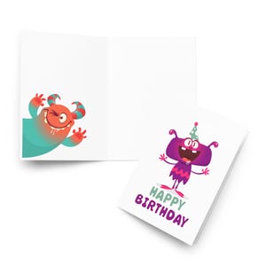 Carte d'anniversaire pour enfants, monstre, carte d'anniversaire amusante, carte de voeux monstre, carte d'anniversaire monstre, carte monstre mignonne