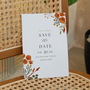 Fall Wedding Save the Date Template, Fall Floral Wedding, Save our Date, Instant Download, Autumn Floral Wedding, Rustic Save the Date 1
