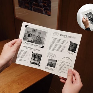 Aangepaste jubileumkaartsjabloon | 1-jarig jubileumcadeau voor vriend en vriendin | Afdrukbare canvassjabloon | Aangepaste polaroid