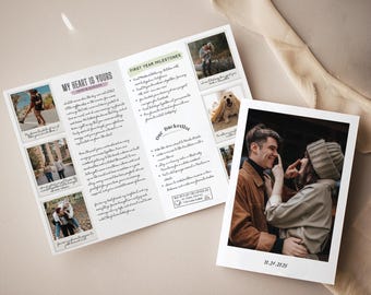 Custom Anniversary Card Template | 1 Year Anniversary Gift for Boyfriend and Girlfriend | Printable Canva Template | Custom Polaroid Colored