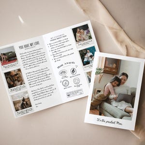 Carte de fête des mères personnalisée de votre fille | Cadeau fête des mères pour fille | Cadeau attentionné pour la fête des mamans | Modèle personnalisé sur toile Polaroid