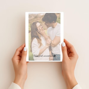 Aangepaste jubileumkaartsjabloon | 1-jarig jubileumcadeau voor vriend | Cadeau 1e verjaardag voor hem | Aangepaste polaroidcamera | Canvassjabloon
