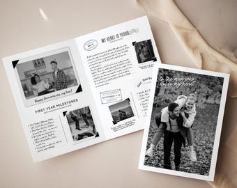 Custom Anniversary Card Template | 1 Year Anniversary Gift for Boyfriend and Girlfriend | Printable Canva Template | Custom Polaroid