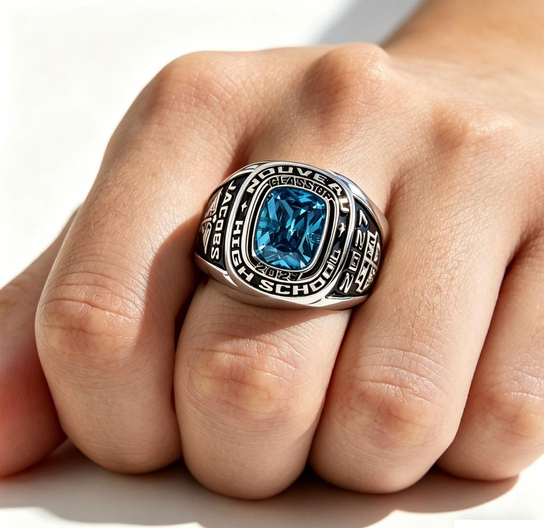 Personalized Men's Class Ring: Sterling Silver, Customized Graduation ...
