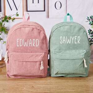 Sacs à dos personnalisés pour bébé, sacs à dos monogrammés pour tout-petits, sac à dos en velours côtelé, cartable pour enfants d'âge préscolaire, cadeaux de baby shower, cadeaux de retour à l'école