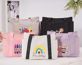 Teacher Appreciation Gift Tote Bag Canvas Custom Teacher Gift Personalized School Bag Gifted Teacher Tote Reusable Bag School Campus Bag