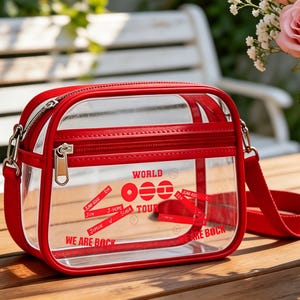 Bolso bandolera transparente personalizado, bolso transparente para conciertos de Kpop, bolso transparente aprobado para estadios, bolso de hombro de PVC impermeable para festivales de música 2026.