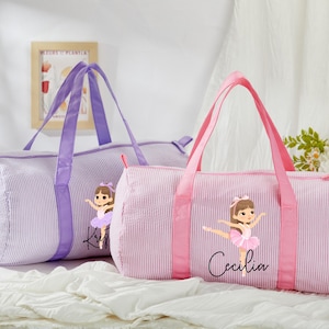 Sac de sport personnalisé pour bébé, sac de voyage pour enfant en seersucker monogramme, sac de sport pour enfant, sac à langer pour tout-petit, sac de voyage, sac de danse, sac de ballet