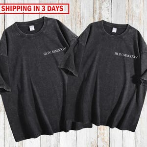 Personalized Roman Numeral T-shirt, Comfort Colors® Custom Anniversary Date Shirt, Matching Couples Outfit, Honeymoon Shirt, Wedding Tee