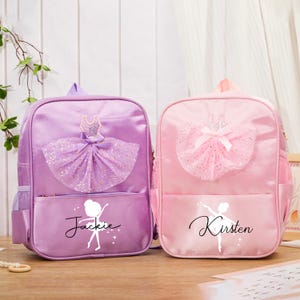 Benutzerdefinierte Tanztasche, Monogramm Balletttasche, Balletttanz Rucksack für Mädchen, Kleinkindrucksack, Kindersporttasche, Ballettschultasche, Geburtstagsgeschenke