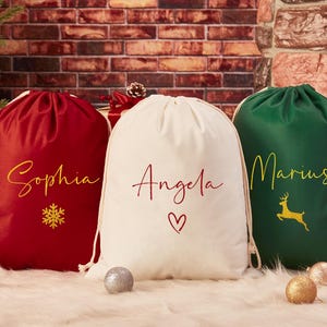 Custom Name Christmas Santa Bag,Christmas Gift Bags for Kids and Adults,Santa Delivery Sack,Small/Large Santa Bag,Personalized Christmas Bag