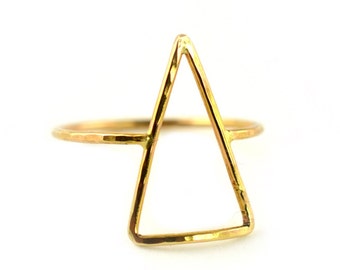 Large Triangle Ring, Gold Arrow Ring, Geomtric Jewelry SYMBOL RDLTRI