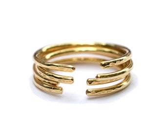 Gold Cuff Ring, Open Band Midi Ring, Stackable Rings, SINGLE RING HSRCUFF