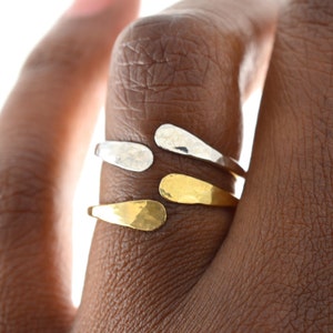 Hammered Cuff Ring, Open Midi Ring, Bypass Ring